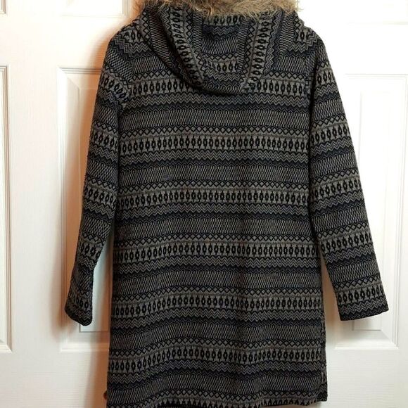 Jack Leary Jacquard Printed Fur Hood Toggle Coat - Picture 3 of 9